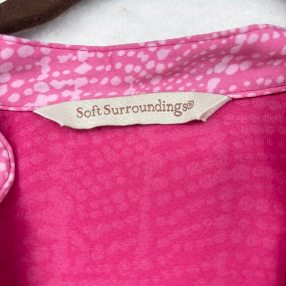 Soft Surroundings Blouse Top Womens Size L Pink Ombre Hi Low Tunic 3/4 Sleeve - Picture 4 of 11